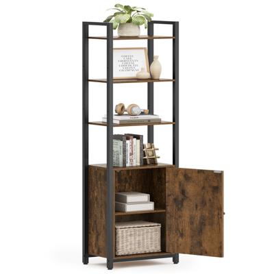 Boekenkast met verstelbare planken en handige opbergruimte, Rustiek Bruin + Inktzwart / 40B cm