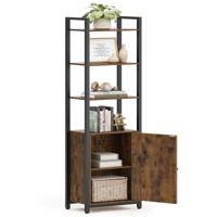 Boekenkast met verstelbare planken en handige opbergruimte, Rustiek Bruin + Inktzwart / 40B cm