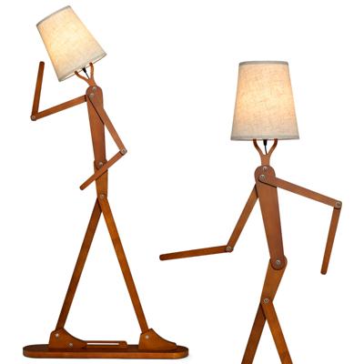 Hoge Houten Vloerlamp Decoratieve Hoeklamp Creatieve Staande Lamp in Kunststijl voor Woonkamer en Slaapkamer Natuurlijk