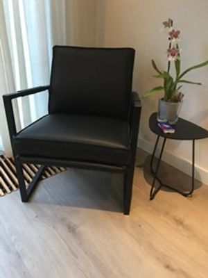 Leren fauteuil met stalen frame - zwart leer - Echt leer, Industrieel, ontdek de vele Leersoorten en Kleuren bij ShopX