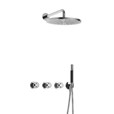Hotbath Cobber IBSW70 Regendoucheset inbouw - 38.5cm wandarm - 30cm ronde hoofddouche - staafhanddouche - chroom IBSW70CR5