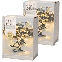 Set van 2x stuks kerstverlichting extra warm wit buiten 240 lampjes 1800 cm - Kerstverlichting kerstboom - thumbnail