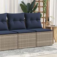 2-delige Loungeset met kussens poly rattan acacia grijs