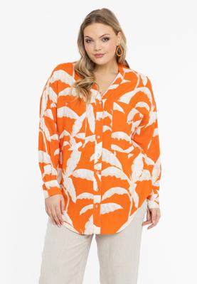 Yoek Blouse oversized PALM TREE | Oranje | Maat 42/44