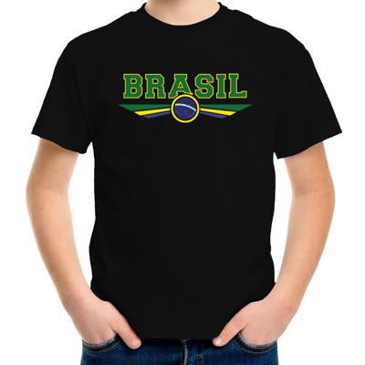 Brazilie landen supporters t-shirt - zwart - kinderen - Fan kleding - EK / WK / Olympische spelen