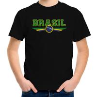Brazilie landen supporters t-shirt - zwart - kinderen - Fan kleding - EK / WK / Olympische spelen