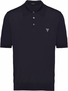 Prada polo en laine à logo brodé - Bleu