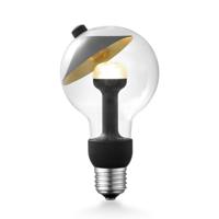 Design LED Lichtbron Move Me - Zwart/Goud - G80 Cone LED lamp - 8/8/13.7cm - Met verstelbare diffuser via magneet - geschikt voor E27 fitting - 3W 220lm 2700K - warm wit licht