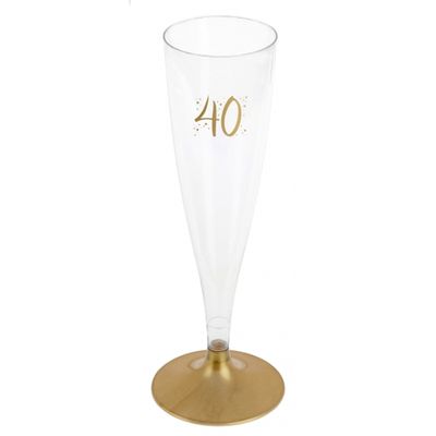 Verjaardag feest champagneglazen - leeftijd - 6x - 40 jaar - goud - kunststof