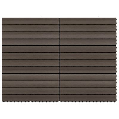 VidaXL Terrastegels 6 st 60x30 cm 1,08 m² hkc donkerbruin