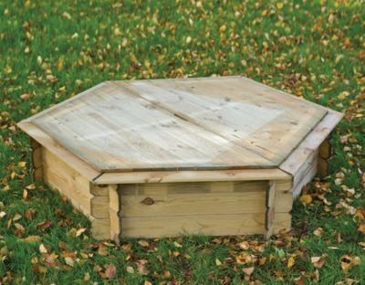 Zandbak Zeskant met deksel L175xB175xH30cm Tuindeco - Tuindeco