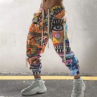 Voor heren Joggingbroeken Jogger Broek Trekkoord Elastische taille 3D-afdrukken Abstract Grafische prints Comfort Buitensporten Casual Dagelijks Katoenmix Streetwear Ontwerper Geel Micro-elastisch Lightinthebox