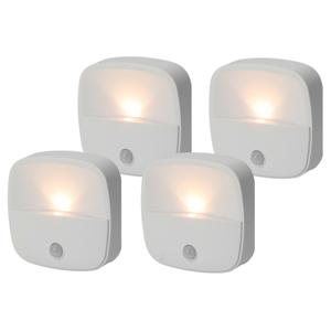 LED lampje met bewegingssensor - 4x - draadloos - zelfklevend - warm wit - 7 x 7 x 2 cm