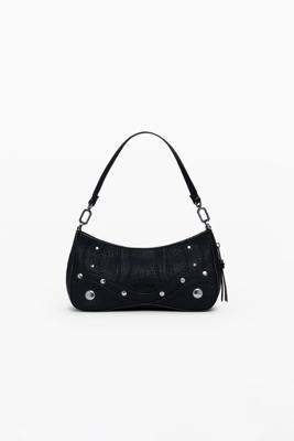 Kleine tas met borduursels in leerlook - BLACK - U