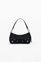 Kleine tas met borduursels in leerlook - BLACK - U