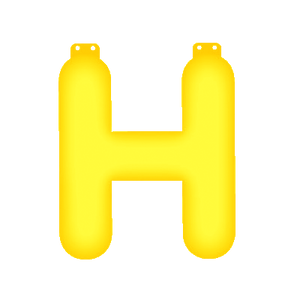 Opblaas letter H geel