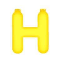 Opblaas letter H geel - thumbnail