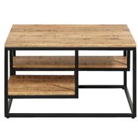 Leen Bakker - Salontafel Kyan - Zwart/naturel - 40x75x75 Cm - Hout/Metaal - Bruin#Zwart