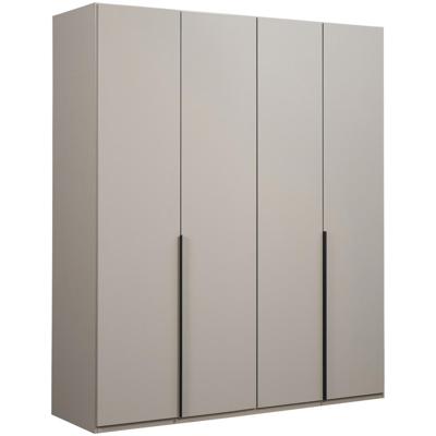 Leen Bakker - Kledingkast Milaan 4-deurs - Kiezel -236x180x58 Cm - Spaanplaat - Beige#Taupe