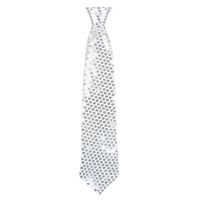 Verkleed stropdas met pailletten zilver 40 cm   -