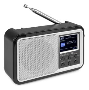 Draagbare DAB radio met Bluetooth - Audizio Parma - wekkerradio - FM radio - retro radio - Zilver