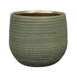 Ter Steege Plantenpot - keramiek - donkergroen - stripes - D18xH16cm