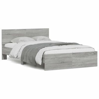 Bedframe met hoofdeinde en LED grijs sonoma eiken 135x190 cm