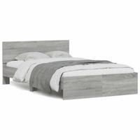 Bedframe met hoofdeinde en LED grijs sonoma eiken 135x190 cm