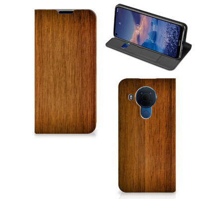 Nokia 5.4 Book Wallet Case Donker Hout Nokia 5.4 Book Wallet Case Donker Hout