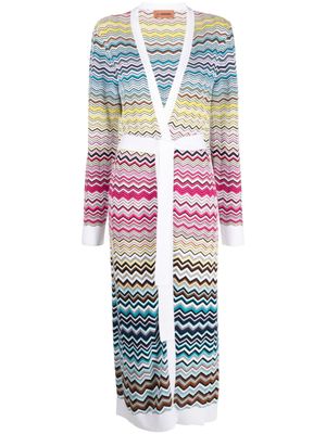 Missoni cardigan ceinturé à motif zigzag - Bleu