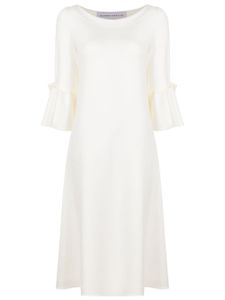 Gloria Coelho robe mi-longue à volants - Blanc