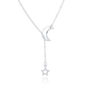 LGT Jewels Dames ketting Cresent Moon Star Zilverkleurig