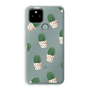 Cactusprint roze: Google Pixel 5 Transparant Hoesje