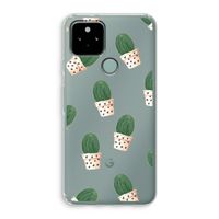 Cactusprint roze: Google Pixel 5 Transparant Hoesje