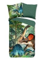 Good Morning Kinderdekbedovertrek "dinosaurussen" - Groen - (135x200 cm) - Katoen