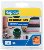 Rapid Lijmpatronen gekleurd | Glitter wit, zwart en roze | 7 mm x 90 mm | 36 stuks | Blister - 5001422