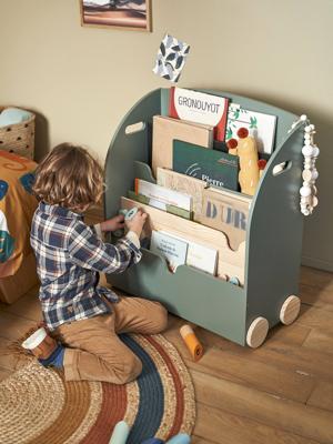 Boekenrekje op wieltjes SERIE SCHOOL groen