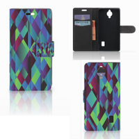 Huawei Y635 Book Case Abstract Green Blue - thumbnail