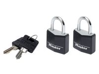 Masterlock 2 x 30mm - 18mm hardened steel shackle, 5mm diam. - double locking - 4 - zwart - 9130EURTBLK