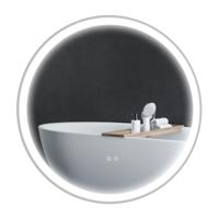 kleankin LED-badkamerspiegel, rond, aanraakfunctie, geheugenfunctie, beslaan niet, aluminium frame, 60 x 60 cm
