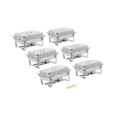 Chafing Dish - set van 6 - GN 1/1 - 6 x 7,5 l - 6 brandstofcontainers - Royal Catering