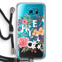 Hello in flowers: Samsung Galaxy S6 Transparant Hoesje met koord