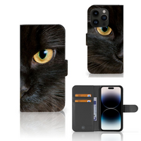 iPhone 15 Pro Telefoonhoesje met Pasjes Zwarte Kat