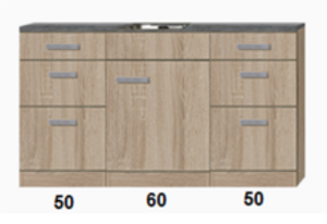 Kitchenette 160cm incl rvs spoelbak RAI-922