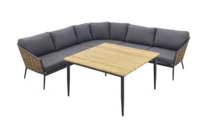 Bali lounge dining set - Carbon black - 4-delig