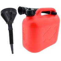 Jerrycan rood voor brandstof van 5 liter met een handige grote trechter - thumbnail