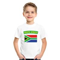 Supporters kleding - t-shirt van vlag Zuid Afrika - wit - voor kinderen - korte mouwen - sport
