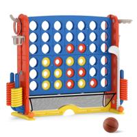 Gigantisch 4-in-1-Spel met Ringwerpen Basketbalring Golfclub Drankhouder en Draagtas in Hoogte Verstelbaar met Netvak-Marineblauw