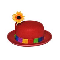 Clowns carnaval verkleed hoedje met bloem voor volwassenen - thumbnail