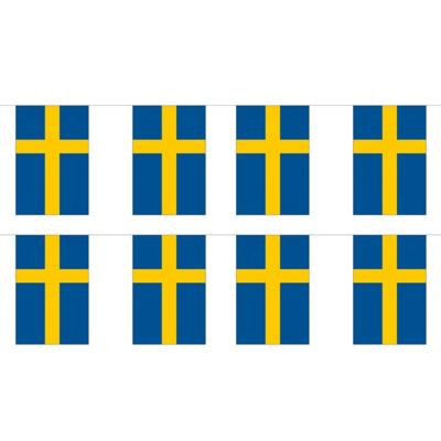 Zweden vlaggetjes vlaggenlijn - 2x stuks - 900 cm - polyester stof - binnen en buiten - landen versi Zweden vlaggetjes vlaggenlijn - 2x stuks - 900 cm - polyester stof - binnen en buiten - landen versi